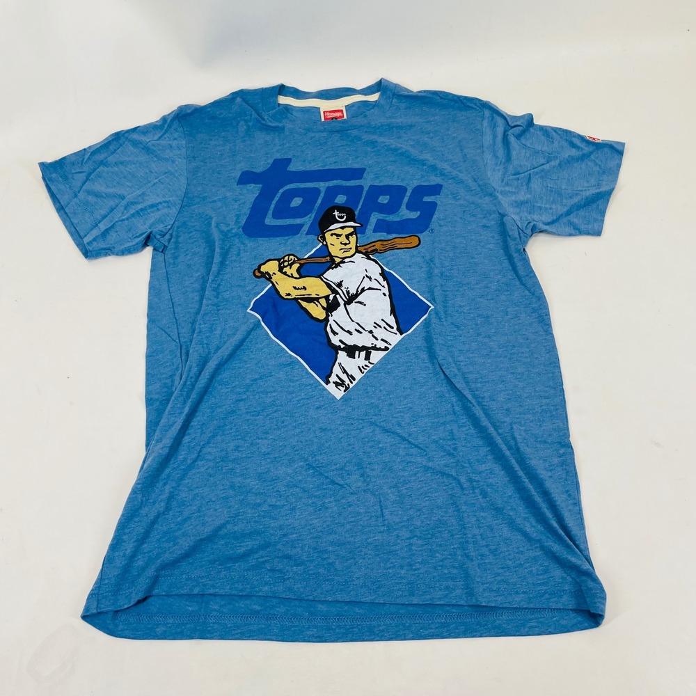 Homage Topps Baseball Graphic T-Shirt Blue Tri-Blend Mens Small Vintage Style
